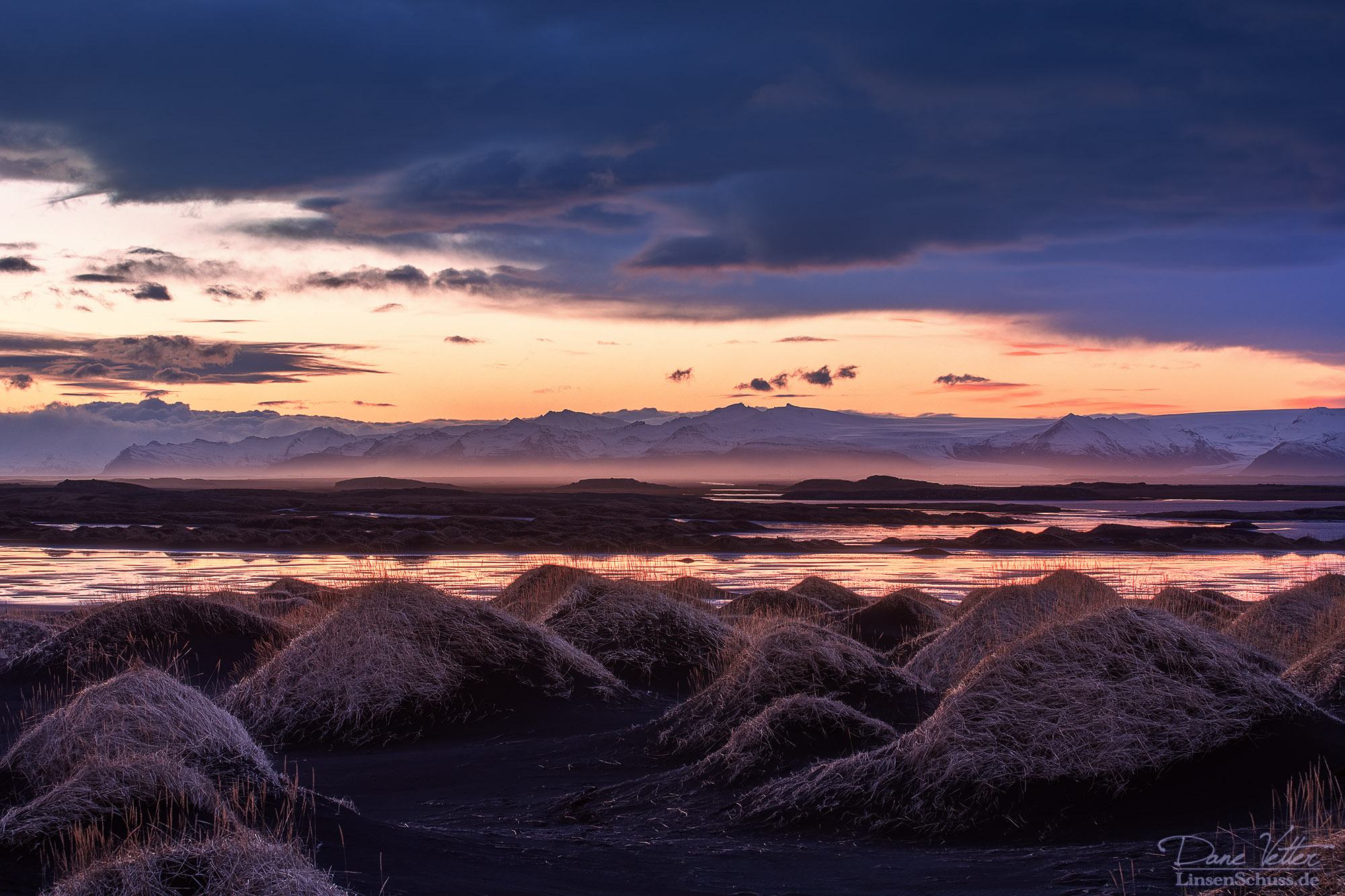 Sonnenuntergang bei Stokksnes